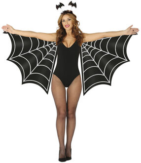 Halloween/horror verkleed set - vleermuis vleugels en diadeem - Dark Zombie Queen - Carnaval