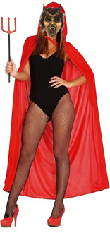 Halloween horror verkleedkleding set - Duivel masker - Cape rood met capuchon - One size