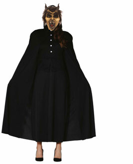 Halloween horror verkleedkleding set - Duivel masker - Cape zwart met capuchon - One size