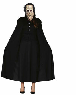 Halloween horror verkleedkleding set - Frankenstein masker - Cape zwart met capuchon - One size