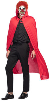 Halloween horror verkleedkleding set - Scary Clown masker - Cape rood met capuchon - One size