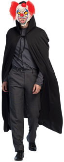 Halloween horror verkleedkleding set - Scary Clown masker - Cape zwart met capuchon - One size