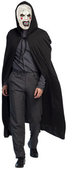 Halloween horror verkleedkleding set - Scary Clown masker - Cape zwart met capuchon - One size
