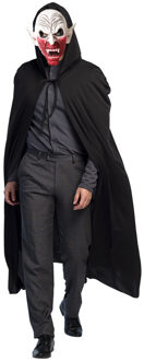 Halloween horror verkleedkleding set - Scary Zombie masker - Cape zwart met capuchon - One size