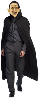 Halloween horror verkleedkleding set - Scary Zombie masker - Cape zwart met capuchon - One size