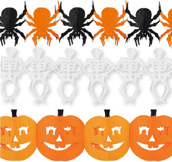 Halloween/Horror versiering set van 3x thema feestslingers van 3 meter papier