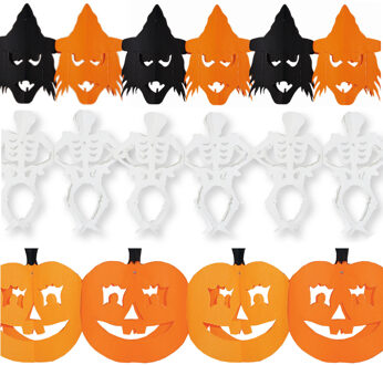 Halloween/horror versiering set van 3x thema feestslingers van 3 meter papier