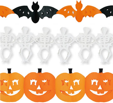 Halloween/horror versiering set van 3x thema feestslingers van 3 meter papier