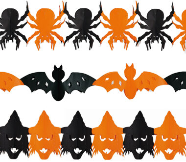 Halloween/horror versiering set van 3x thema feestslingers van 3 meter papier