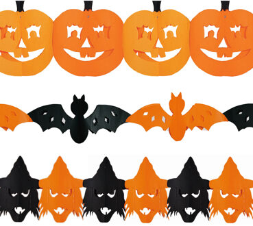 Halloween/horror versiering set van 3x thema feestslingers van 3 meter papier