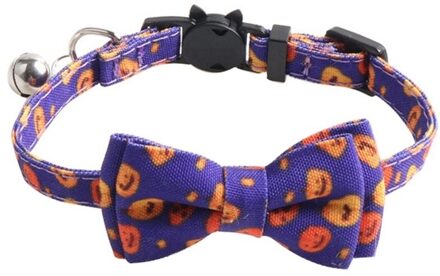 Halloween Kat Kraag Met Bell Breakaway Vlinderdas Pompoen Veiligheid Gesp Halsbanden Voor Kitten Puppy Pet Accessoires Benodigdheden paars