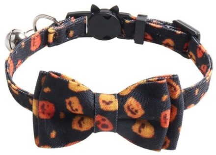 Halloween Kat Kraag Met Bell Breakaway Vlinderdas Pompoen Veiligheid Gesp Halsbanden Voor Kitten Puppy Pet Accessoires Benodigdheden zwart