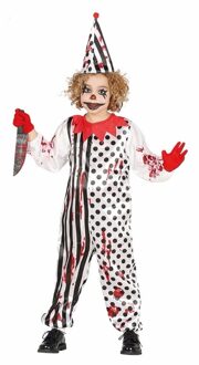 Halloween killer clown verkleedkostuum voor kinderen - 7/9 jaar - horror clown Multi