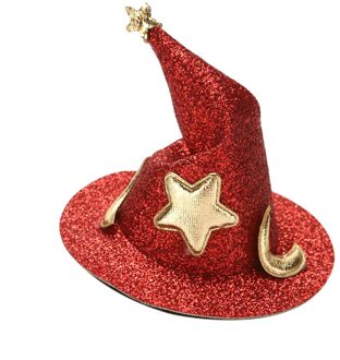 Halloween Kinderen Haarspeld Heks Glitter Hoofdtooi Hoed Decoratie Halloween Festival Party Haaraccessoires Cosplay Kostuum Prop Rood