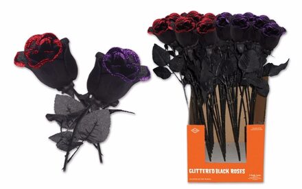 Halloween kunst roos zwart met rood Multi