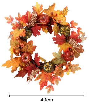 Halloween Kunstmatige Pompoen Maple Bladeren Krans Met Dennenappel Bessen Thuis Herfst Decoratieve Muur Venster Opknoping Garland Decor