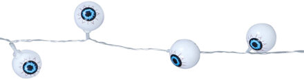 Halloween LED lampjes - oogbal/ogen - op batterijen - 130 cm - griezel uitstraling Blauw