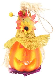 Halloween Led Opknoping Nachtlampje Holle Pompoen Lantaarn Lamp Met Hoed Foam Papier Voedsel geel