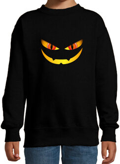Halloween Monster gezicht horror trui zwart voor kinderen - verkleed sweater 3-4 jaar (98/104) - Feesttruien