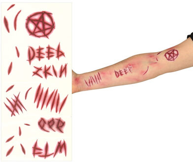 Halloween nep wond tattoos - littekens - horror thema