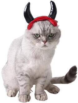 Halloween Ox Horn Cap voor Kat Vampire Duivel Hoorn Hoed Kleine Honden Huisdier Cosplay Hoofddeksels Teddy Schotse Fold Katten Accessoires
