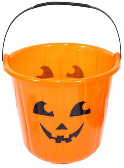 Halloween pompoen kunststof snoep emmer oranje 16 x 18 cm