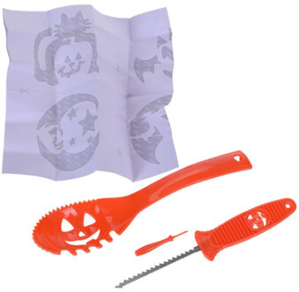 Halloween pompoenen uitsnijden gereedschap set 4-delig oranje