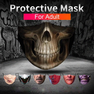 Halloween Reusable Face Mask Anti Dust Protective Washable Clown Horror Fright Masks 5 Ply Filter Mouth Shield