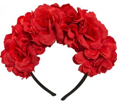 Halloween Rode bloemen tiara Frida - Verkleedhoofddeksels Rood
