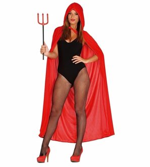 Halloween - Rode fluwelen cape met capuchon 130 cm