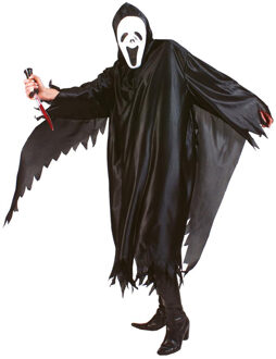 Halloween Scream verkleed cape/gewaad met kap - Spook/geest - zwart - Voor volwassenen
