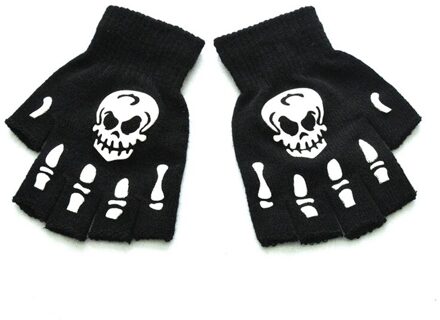 Halloween Skull Bone Skelet Goth Handschoen Half Vinger Handschoenen BK2