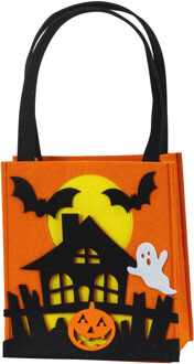 Halloween snoep tasje - oranje - vilt - 22 x 20 cm - Trick or treat
