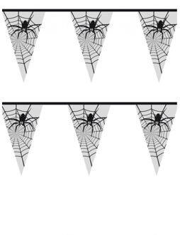 Halloween spinnenweb vlaggenlijn 6 meter Multi