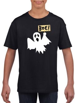 Halloween spook t-shirt zwart kinderen M (134-140)