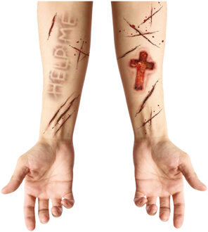 Halloween tattoo nep littekens/wonden - Horror/bezeten verkleed thema - Bloed Multi