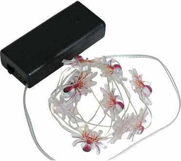 Halloween thema Lichtslinger/lichtsnoer - spinnen - 120 cm - horror feestverlichting - 10 lampjes Multi