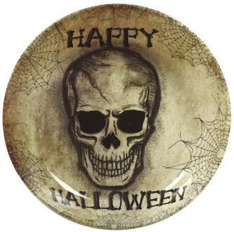 Halloween trick or treat snoepschaal groot - doodshoofd - kunststof - 32 cm