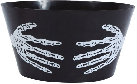 Halloween trick or treat snoepschaal groot - zwart - kunststof - 30 x 22 cm