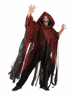 Halloween verkleed cape/gewaad met kap - Spook/geest - Rood - Voor volwassenen - Carnavalskostuums