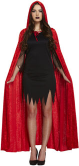 Halloween verkleed cape met capuchon - voor volwassenen - rood - fluweel - Verkleedattributen