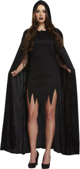 Halloween verkleed cape met capuchon - voor volwassenen - zwart - fluweel - Verkleedattributen