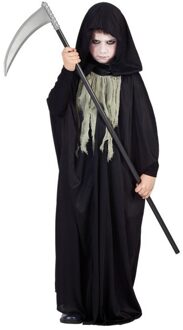 Halloween verkleed cape zwart - kinderen - magere Hein kostuum