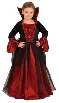 Halloween verkleed jurk Vampier voor meisjes - rood/zwart - openstaande kraag