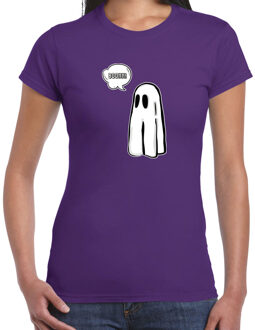 Halloween verkleed t-shirt dames - spook - paars - geest - themafeest outfit L