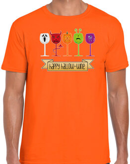 Halloween verkleed t-shirt heren - wijn monster - oranje - themafeest outfit S