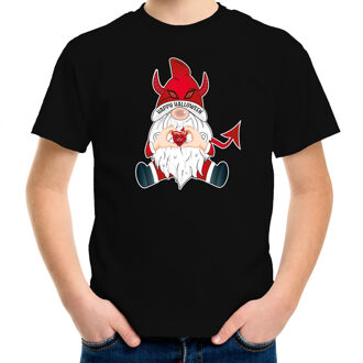 halloween verkleed t-shirt voor kinderen - duivel? ? kabouter/gnome - zwart XL (164-176)