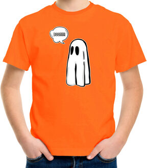 halloween verkleed t-shirt voor kinderen - spook - oranje - geest themafeest L (140-152)