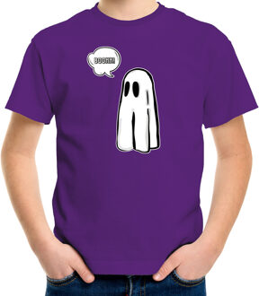 halloween verkleed t-shirt voor kinderen - spook - paars - geest themafeest L (140-152)