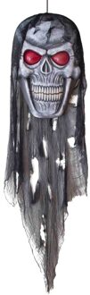 Halloween versiering doodshoofd pop met licht 75 cm Multi